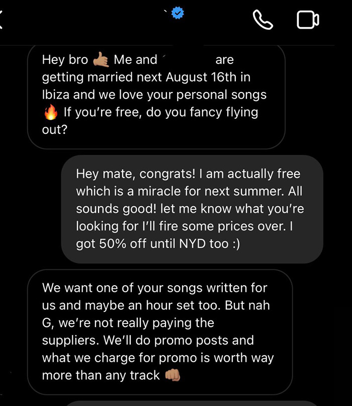 "We're Not Really Paying The Suppliers": Musician Exposes This Influencer Couple Who Asked Him To Play At Their Wedding Without Pay