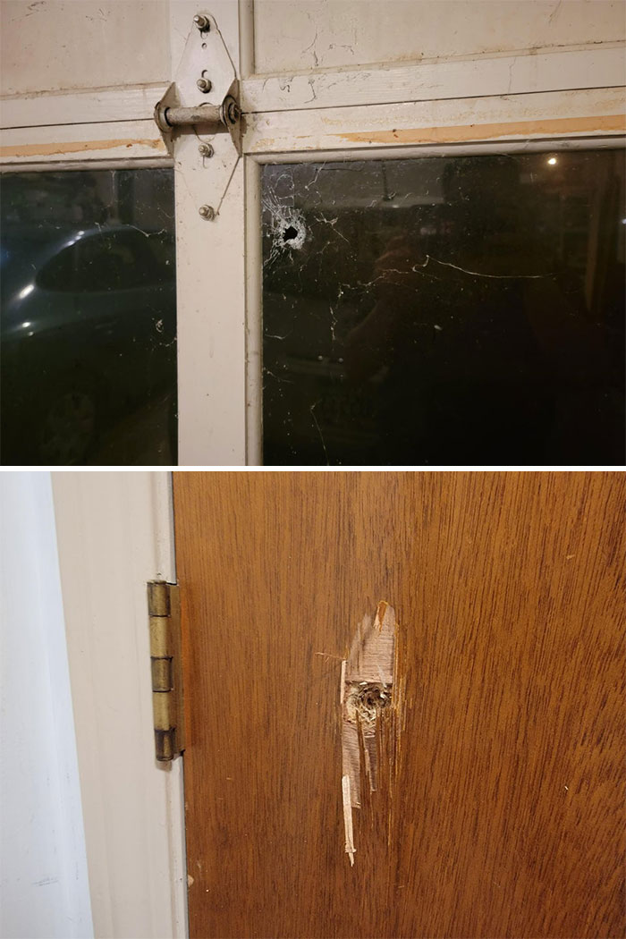 Had Two Stray Bullets Hit My House Just After Midnight On New Years. Through A Shower And Garage