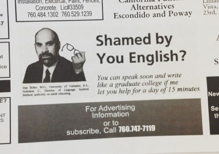 Nestled Away In A Small Local Newspaper Is The Greatest And Most Ironic Ad Ever
