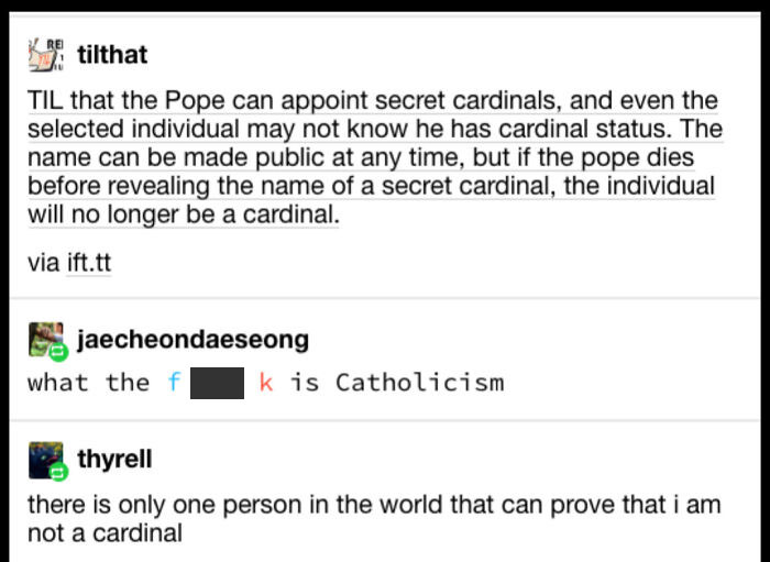 There Is Only One Person In The World Who Can Prove That I'm Not A Cardinal