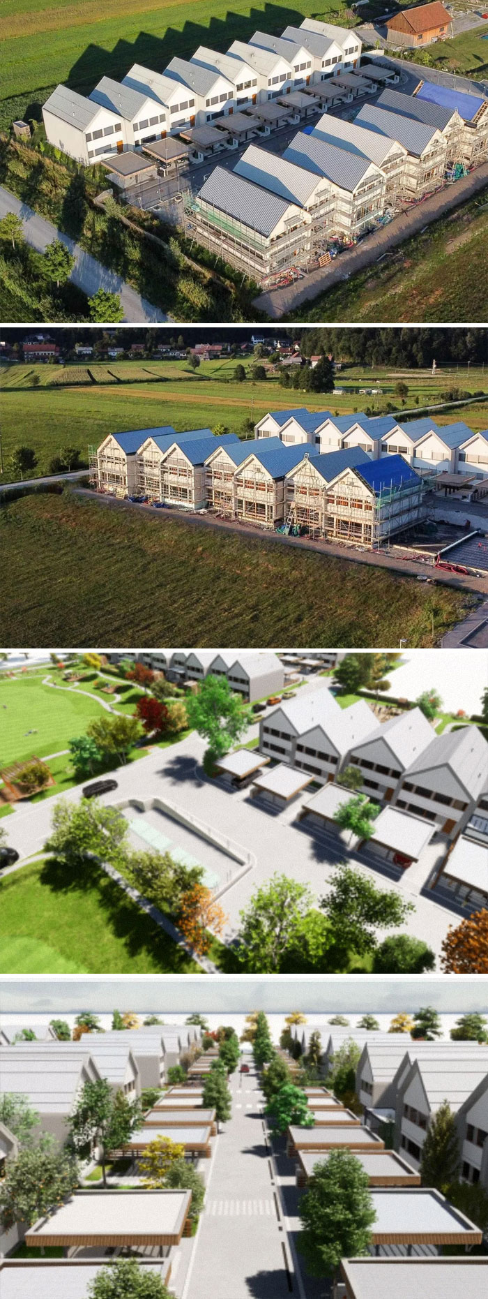 I Swear My Country Has Some Of The Worst Real Estate Projects. These Are Single Family Homes In The Middle Of A Rural Area. The Last Two Pics Are From Their Website, They Plan To Add 6 More Rows In The Future