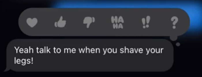 Woman Sends Her Boyfriend A Pic Of Her Hairy Legs To Have A Laugh, Doesn't Expect He Would Respond By Shaming Her Woman Sends Her Boyfriend A Pic Of Her Hairy Legs To Have A Laugh, Doesn't Expect He Would Respond By Shaming Her