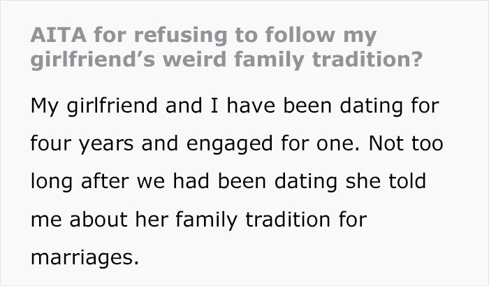Groom Rejects Bride's 'Weird Family Tradition' Of Spending The Night With Her Mom, Drama Ensues Groom Rejects Bride's 'Weird Family Tradition' Of Spending The Night With Her Mom, Drama Ensues