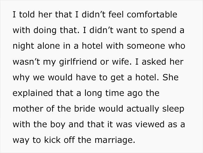 Groom Rejects Bride's 'Weird Family Tradition' Of Spending The Night With Her Mom, Drama Ensues Groom Rejects Bride's 'Weird Family Tradition' Of Spending The Night With Her Mom, Drama Ensues