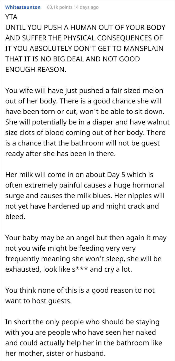 "She’s Extra Hormonal": Husband Invites His Family To Stay Over For A Week Right After His Wife Gives Birth, Leaves Her Shocked