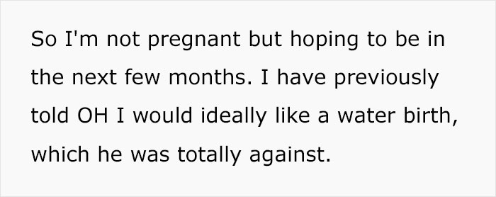Husband Insists Wife Has A Natural Birth Without Epidural When She Wants A Water Birth, Says His Word Is Final