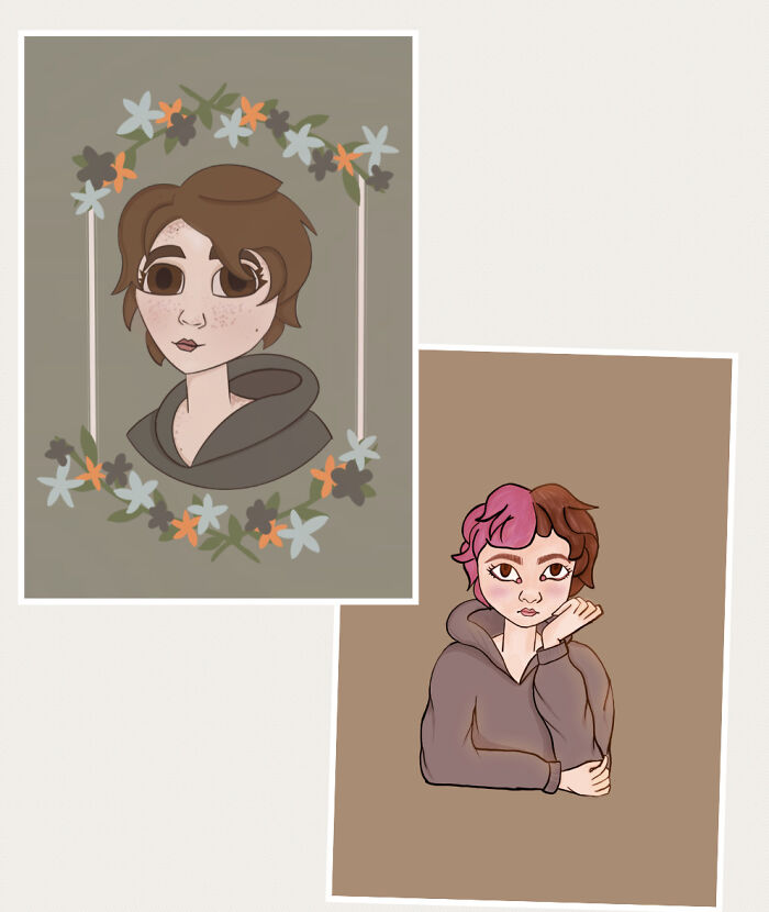 My Self Portrait In June vs. My Self Portrait In December, I Got Some Hair Die And Confidence