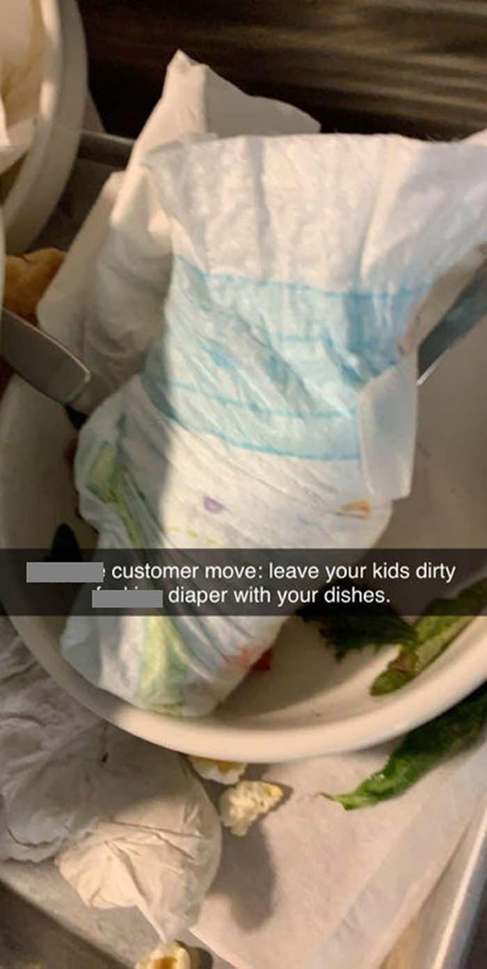 Leaving Dirty Diapers At Your Table After Leaving A Restaurant Is Pretty Trashy