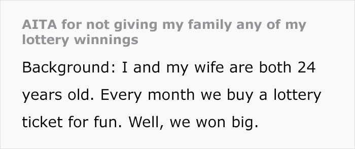 Guy Who Won $5.6M Dollars Refused To Give Any To His Family Guy Who Won $5.6M Dollars Refused To Give Any To His Family