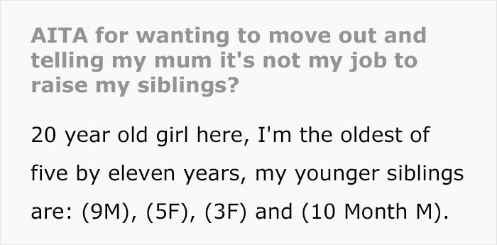 Oldest Daughter Who'd Been Caring For Her Four Siblings Decides To Put Herself First And Move Out, Mom Snaps