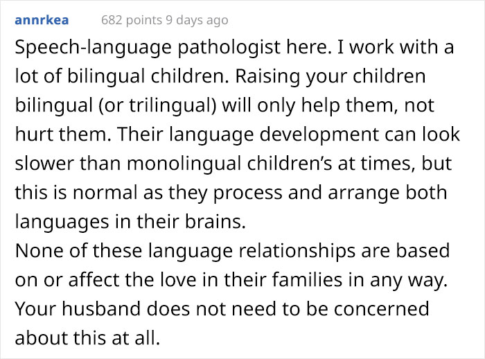 'They Have No Need To Learn A Second Language': Man Demands His Bilingual Wife Not Teach Their Daughters Her Native Language 'They Have No Need To Learn A Second Language': Man Demands His Bilingual Wife Not Teach Their Daughters Her Native Language