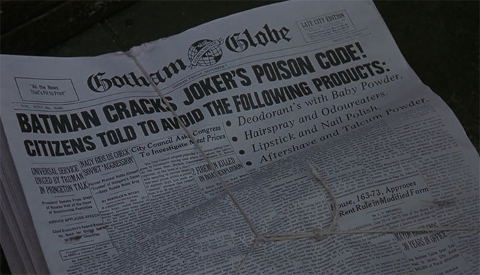 The Newspaper From Batman (1989) Shows That The Movie Takes Place In The 1940s Apparently