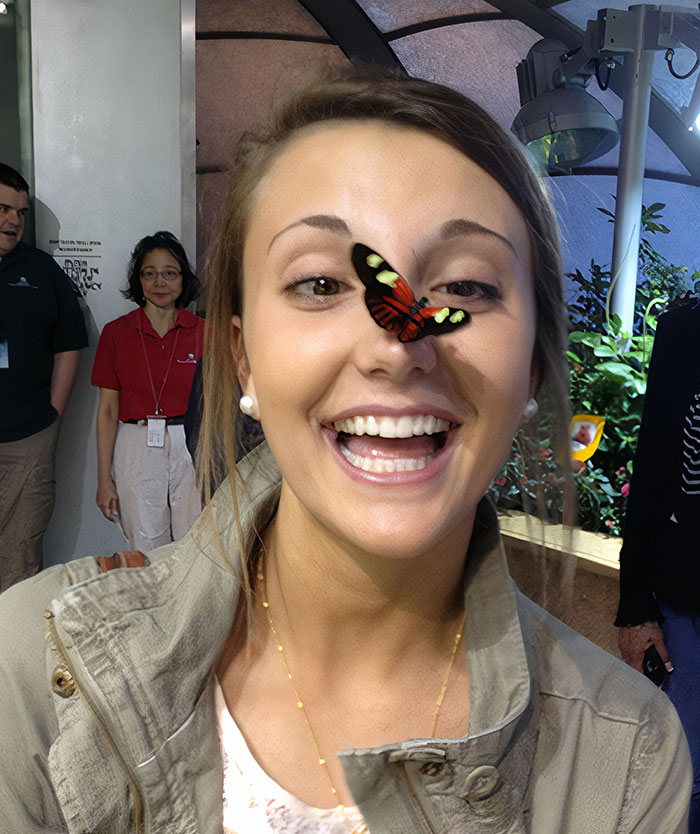A Butterfly Landed On This Girl's Nose At The Smithsonian Natural History Museum
