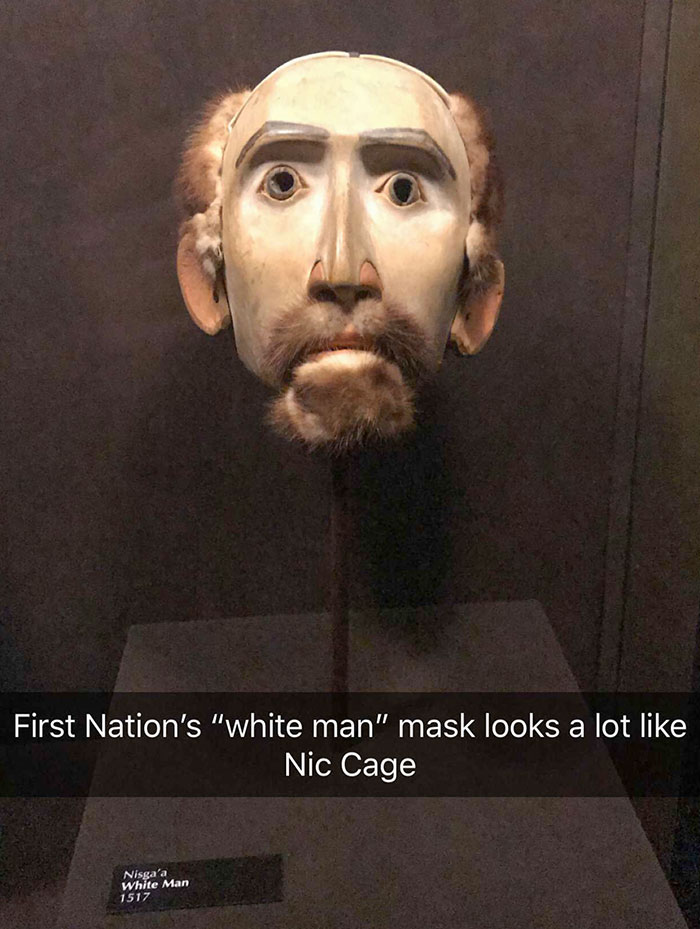 First Nations “White Man” Mask Looks A Lot Like Nic Cage