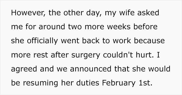 "AITA For Allowing My Wife To Extend Her Maternity Leave At My Company But Not One Of My Other Employees?" "AITA For Allowing My Wife To Extend Her Maternity Leave At My Company But Not One Of My Other Employees?"