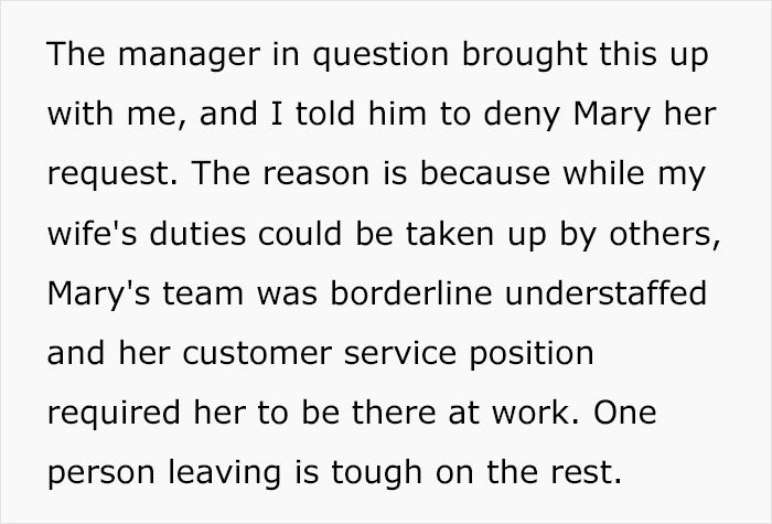 "AITA For Allowing My Wife To Extend Her Maternity Leave At My Company But Not One Of My Other Employees?" "AITA For Allowing My Wife To Extend Her Maternity Leave At My Company But Not One Of My Other Employees?"