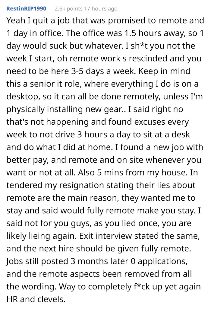 Employee Finds Out The Job They Accepted Wasn't Work-From-Home As Promised, Quits In Style