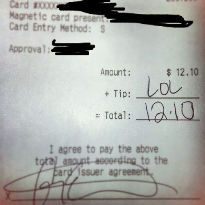 Co-Worker Got This "Tip" On His First Day As A Waiter