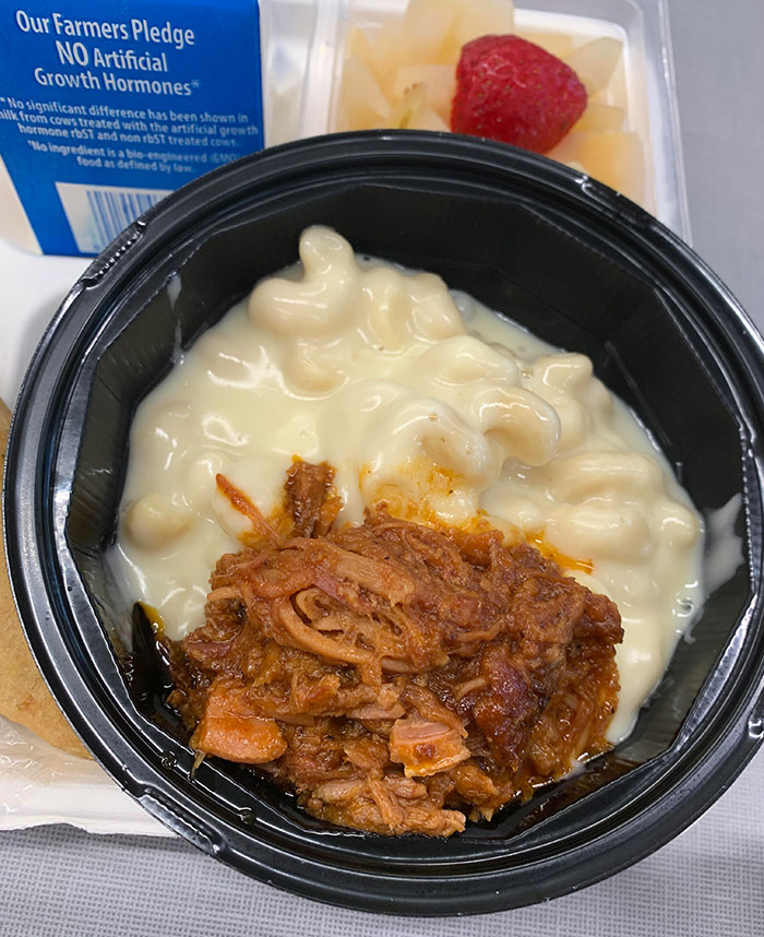 School Mac And Cheese Topped With Pulled Pork