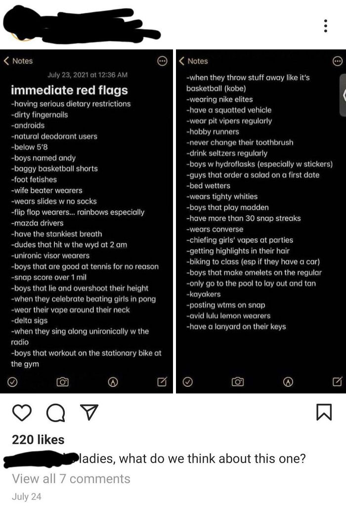 A Girl's List Of Red Flags