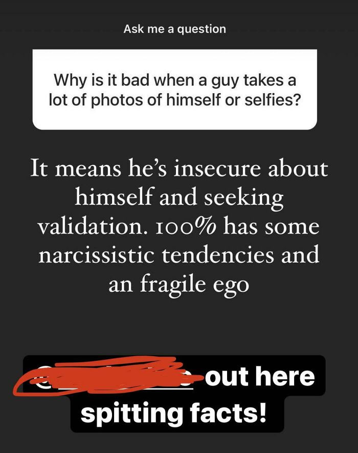 Hope This Is The Right Place To Post This, But As Context: This Girl Posts Selfies Daily - The Hypocrisy