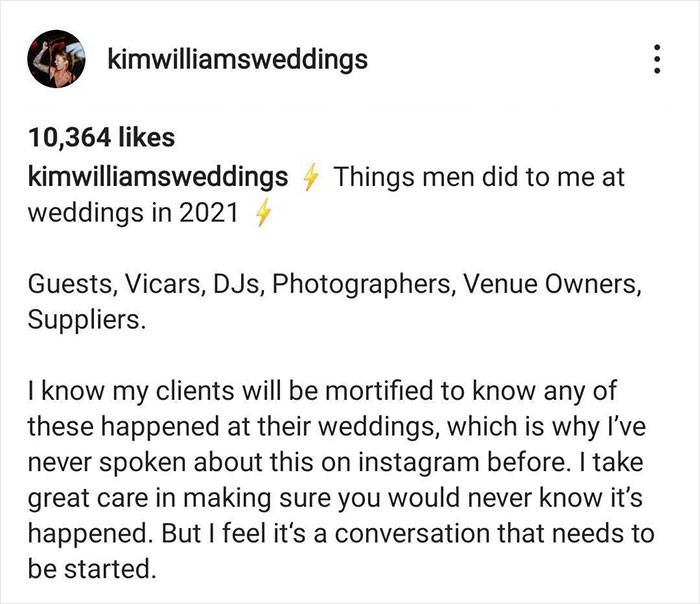 Photographer Lists All The Things Men Have Done To Her During Weddings In 2021