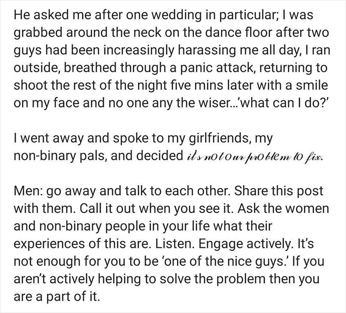 Photographer Lists All The Things Men Have Done To Her During Weddings In 2021 Photographer Lists All The Things Men Have Done To Her During Weddings In 2021