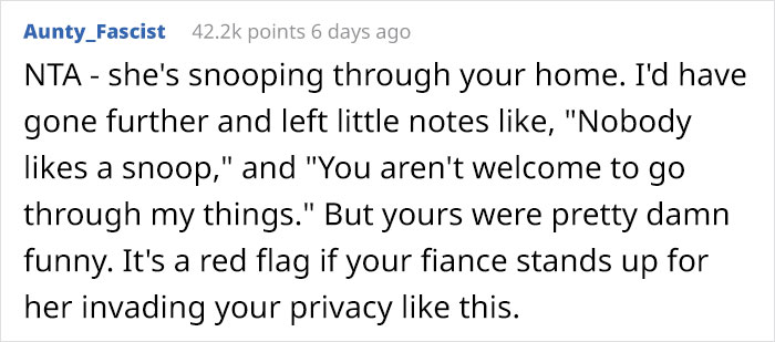 Woman Finds Out Her Fiance’s Mom Snoops Around Her Stuff, So She Leaves Hilariously Embarrassing Notes Around The House Woman Finds Out Her Fiance’s Mom Snoops Around Her Stuff, So She Leaves Hilariously Embarrassing Notes Around The House