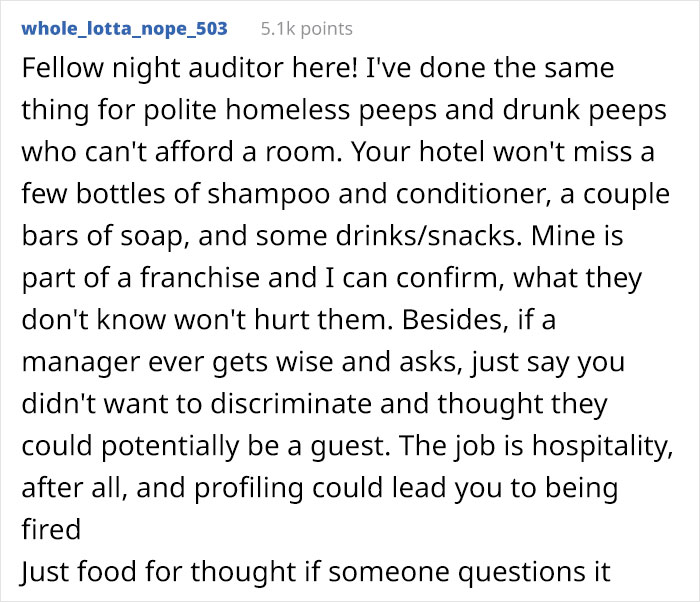 Homeless Man Comes To Hotel Front Desk At Night To Ask About Transit Schedules, Ends Up Showered With Hotel Supplies Stolen By Receptionist Homeless Man Comes To Hotel Front Desk At Night To Ask About Transit Schedules, Ends Up Showered With Hotel Supplies Stolen By Receptionist