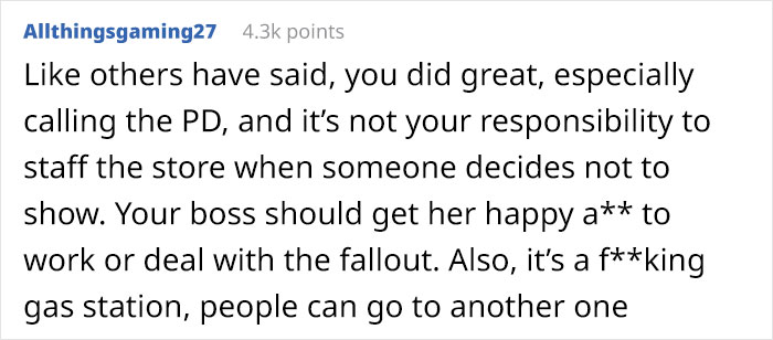 “Do Not Tell Anyone About Last Night”: Manager Won’t Pick Up Her Phone So Gas Station Employee Leaves The Store Unlocked Because Nobody Showed Up To Relieve Them “Do Not Tell Anyone About Last Night”: Manager Won’t Pick Up Her Phone So Gas Station Employee Leaves The Store Unlocked Because Nobody Showed Up To Relieve Them