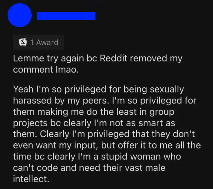 Men Rant About How Oblivious Women Are To Their Privilege, Eat Their Own Words When One Of Them Replies Men Rant About How Oblivious Women Are To Their Privilege, Eat Their Own Words When One Of Them Replies