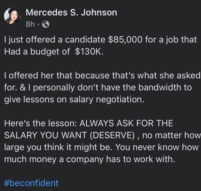 “That’s What She Asked For”: Recruiter Shared How She Offered A Candidate $85k When The Budget Was For $130k And Was Blasted For It