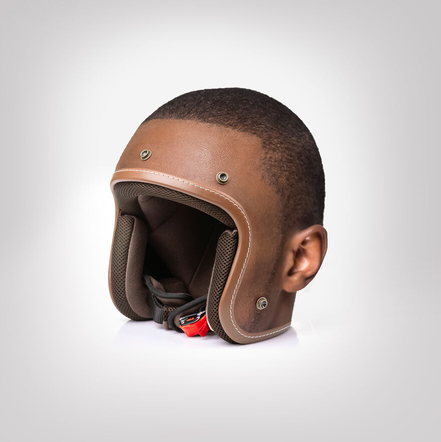 Helmets Designed To Look Like Shaved Human Heads Helmet Design