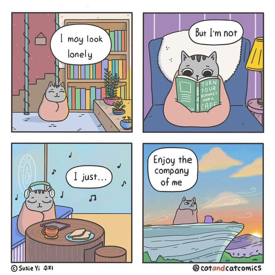 My 23 Wholesome Comics About A Cat And His Human