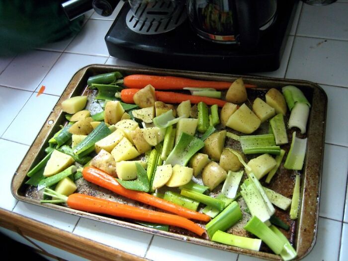 No dar vuelta los vegetales en el horno