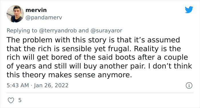 "The Reason That The Rich Were So Rich": Someone Tells A Story About "Boots" To Show How Expensive It Is To Be Poor "The Reason That The Rich Were So Rich": Someone Tells A Story About "Boots" To Show How Expensive It Is To Be Poor