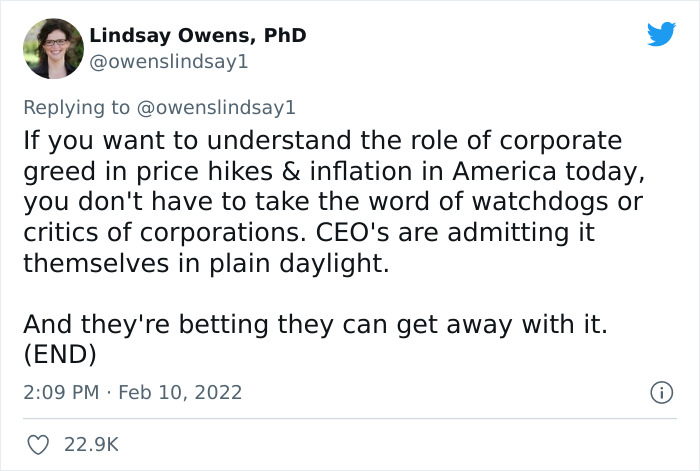 Economist Is Disgusted By These CEOs Who Brag About Their High Prices While Blaming Inflation, Exposes Them On Twitter