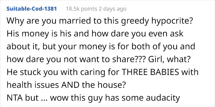 Husband Won't Give His Wife A Penny From His Inheritance, Gets Mad When She Does The Same After Inheriting A Small Fortune