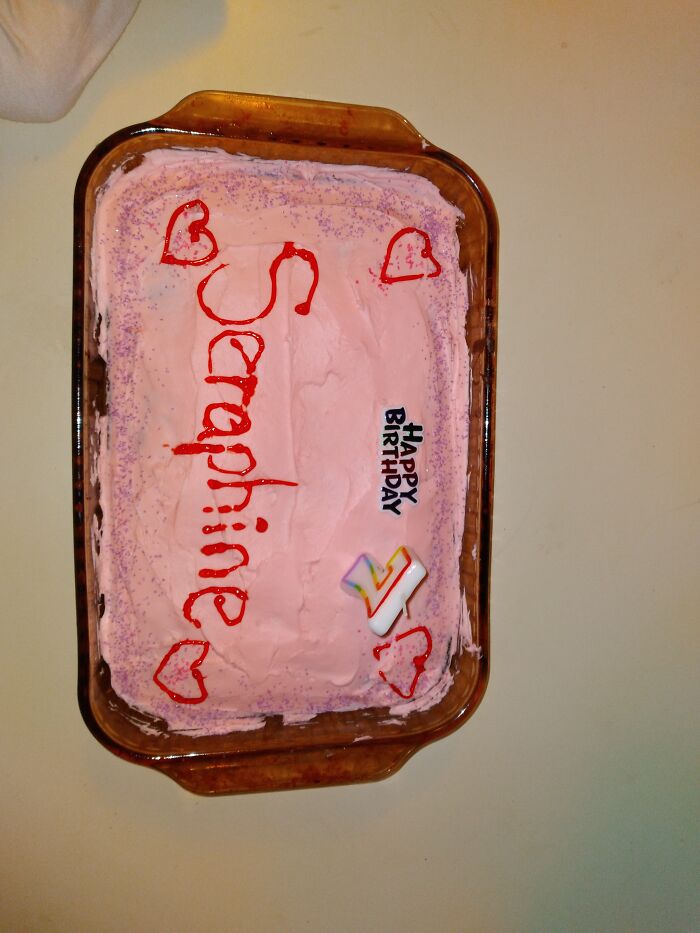 Last Year. Chocolate Cake. With Strawberry Icing. Wirighting Done By Me. I'm So Sorry Little One.