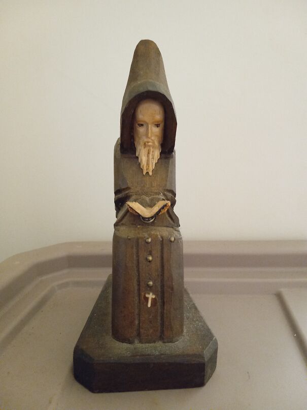Creepy Blinded Monk Wood Carving I Inherited From My Oma