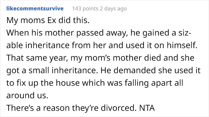 Husband Won't Give His Wife A Penny From His Inheritance, Gets Mad When She Does The Same After Inheriting A Small Fortune Husband Won't Give His Wife A Penny From His Inheritance, Gets Mad When She Does The Same After Inheriting A Small Fortune
