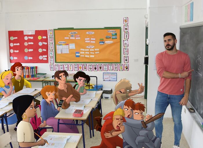 Elementary School Teacher Photoshops Classic Disney Characters Into His Life And The Result Is Captivating (29 New Pics)