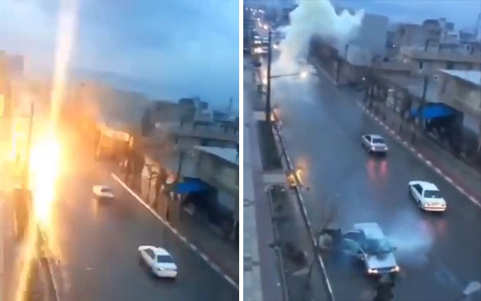 Lightning Hitting Vehicle In Turkey