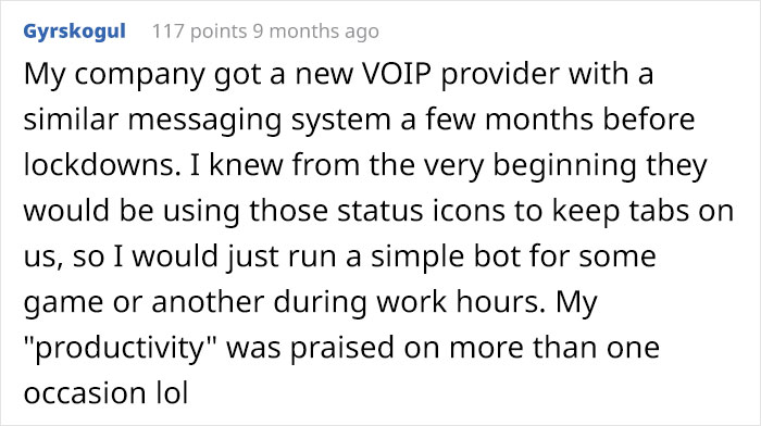 Boss Says "You Can't Continue Working From Home Because You Go Idle In Chat Too Often", Employee Maliciously Complies