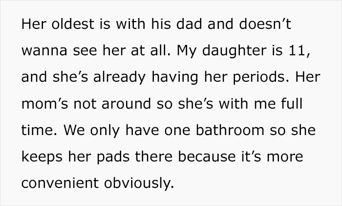 Dad Brings Up Sister’s Affair After She Tried To Convince His 11-Year-Old Daughter That She Shouldn’t Keep Pads In The Bathroom