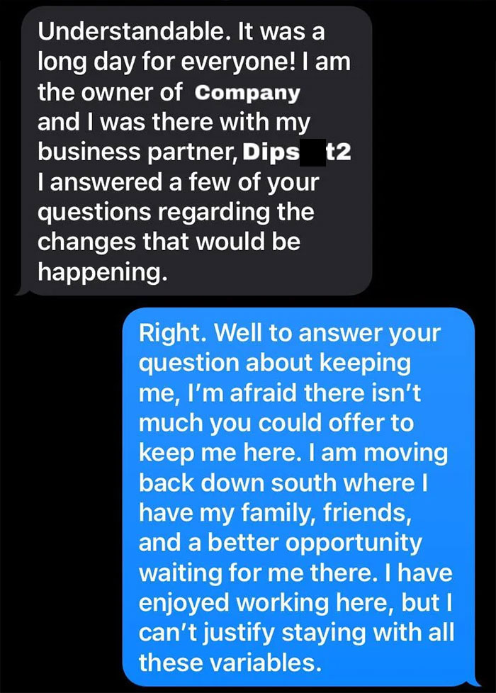 Entitled Boss Begs Moving Worker To Stay, Ends Up Insulting Her And Calling Her A Liar In This Text Exchange Entitled Boss Begs Moving Worker To Stay, Ends Up Insulting Her And Calling Her A Liar In This Text Exchange