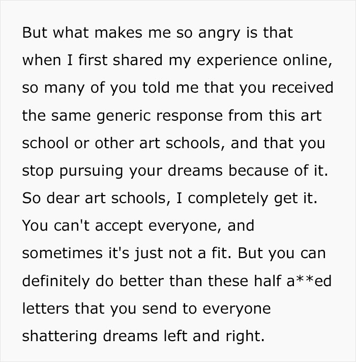 Guy Shows The Harsh Rejection Letter This Prestigious Art School Sent Him, Turns Out Other Applicants Received The Exact Same One Guy Shows The Harsh Rejection Letter This Prestigious Art School Sent Him, Turns Out Other Applicants Received The Exact Same One