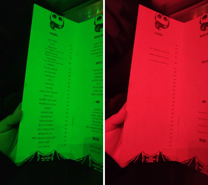 Menu With Red Letters Under Red Lights