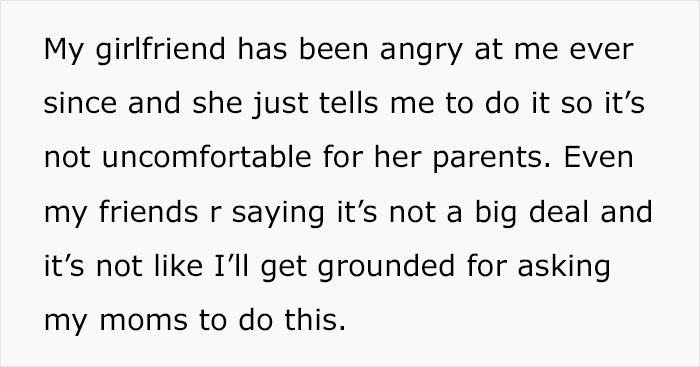 Girlfriend Asks Boyfriend To Show Up At Dinner Hosted By Her Parents With Only One Of His Moms, Guy’s Having None Of It And Breaks Up With Her Girlfriend Asks Boyfriend To Show Up At Dinner Hosted By Her Parents With Only One Of His Moms, Guy’s Having None Of It And Breaks Up With Her