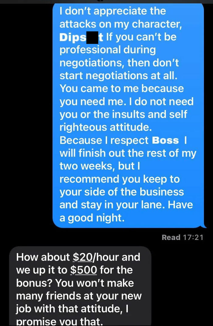 Entitled Boss Begs Moving Worker To Stay, Ends Up Insulting Her And Calling Her A Liar In This Text Exchange Entitled Boss Begs Moving Worker To Stay, Ends Up Insulting Her And Calling Her A Liar In This Text Exchange